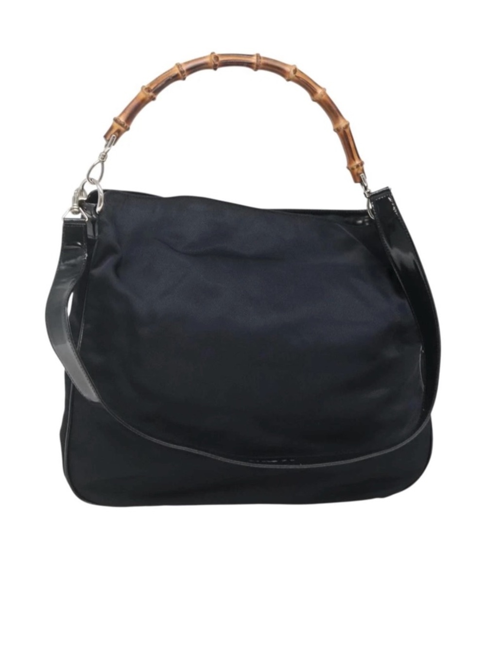 Vintage Gucci Black Bamboo-Handle Shoulder Bag